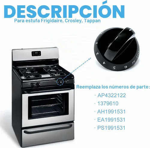 Vista 4 de 316220009 Perilla de quemador para Frigidaire AP4322122 PS1991531 (paquete de 4)