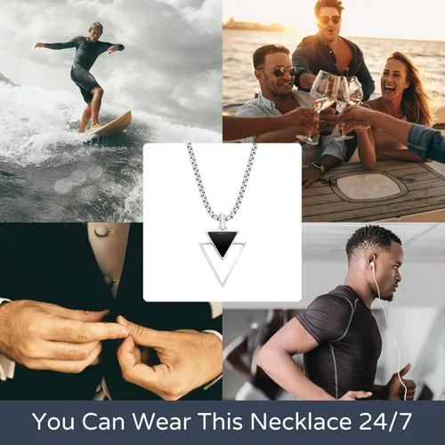 Vista 23 de Galis Collar para hombre, collar de cadena de plata de acero inoxidable de alta calidad para hombres, no se deslustra, cadenas para hombres