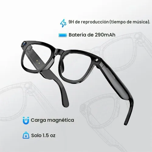 Vista 7 de Padmate Viewmate - Lentes inteligentes AI con cámara, grabación HD 1080P y control de voz, lentes de traducción Bluetooth con 164 idiomas