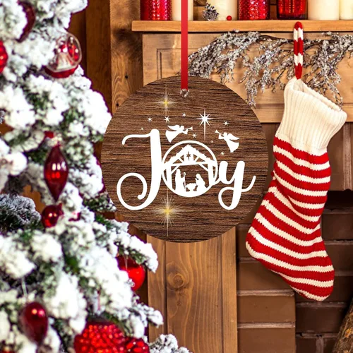 Vista 5 de Adorno de Navidad de Alegría, Belén, Biblia de Jesús de cerámica para árbol colgante, decoración cristiana, relleno de calcetín de regalo de Navidad