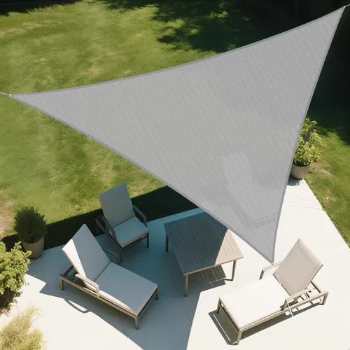 Vista 23 de SunnyRoyal Toldo parasol triangular de 8 x 8 x 8 pies con bloqueo UV, para patio, jardín, piscina (turquesa)