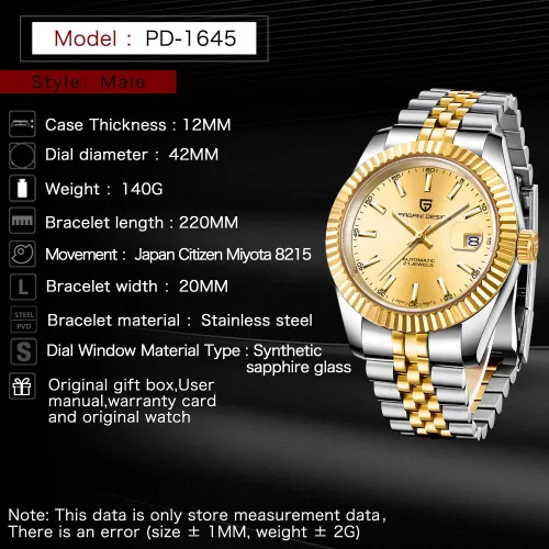 Vista 5 de Pagani Design Business Fashion Relojes automáticos para hombre, relojes deportivos de acero inoxidable para hombres, relojes de pulsera mecánicos