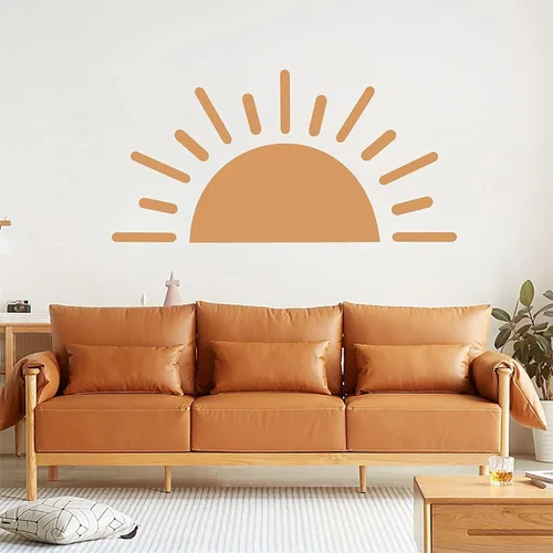 Vista 9 de Calcomanía de pared de medio sol, calcomanías de pared grande, calcomanías de pared para habitación de bebé, calcomanías de sol para paredes