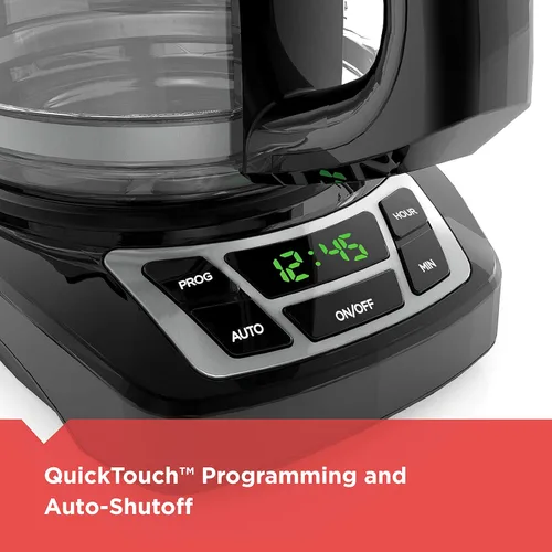 Vista 3 de BLACK+DECKER Cafetera digital de 12 tazas, CM1160B, programable, lavable y cafetera digital de 12 tazas, CM1160W, filtro de cesta programable