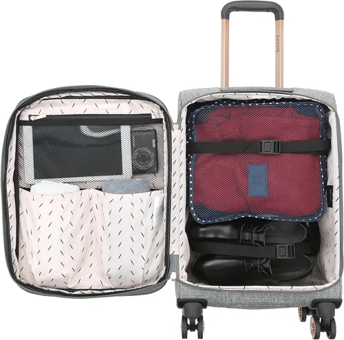 Vista 4 de kensie Hudson Softside - Juego de equipaje giratorio de 3 piezas, Gris brezo, Hudson Softside - Juego de equipaje giratorio de 3 piezas