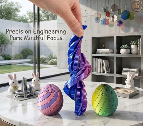 Vista 4 de Huevo giratorio para la ansiedad, huevo resbaladizo impreso en 3D, juguetes de huevo de Pascua, relleno de cesta de Pascua, juguete giratorio
