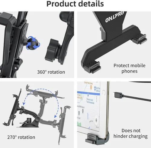Vista 5 de OHLPRO Soporte para Tablet para Salpicadero de Coche, Montura de Ventosa para Coche iPad para Parabrisas de Camión con Brazo Flexible, para Todas