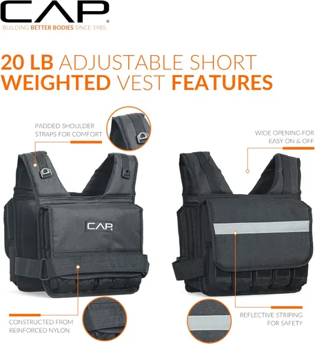 Vista 3 de CAP - Chaleco con peso ajustable de 20 a 150 libras para entrenamiento de fuerza, correr y entrenamientos, chaleco de peso para hombres y mujeres