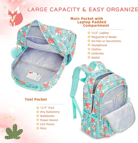Vista 4 de Mochila para niños para escuela, niñas, niños, jardín de infantes, primaria, mochilas para niños pequeños, preescolar, mochila de viaje linda