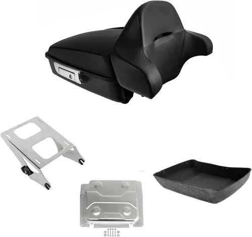 Vista 3 de TCT-MOTORPARTS Maletero y respaldo negro mate cortado para Harley Touring Electra Street CVO Road King Glide 2014-2025