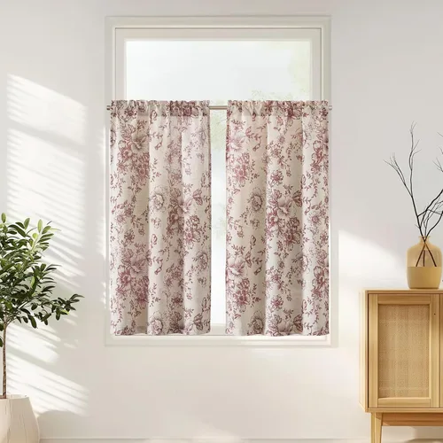 Vista 40 de Jinchan - Cortinas de lino texturizado para cocina, 24 pulgadas, natural, 2 paneles Mezcla de lino beige natural