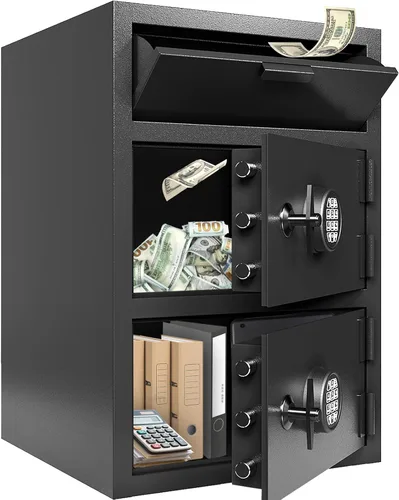 Vista 11 de Caja fuerte de depósito ignífuga de 2.0 pies cúbicos, caja de seguridad con ranura de depósito frontal y cerradura con combinación digital
