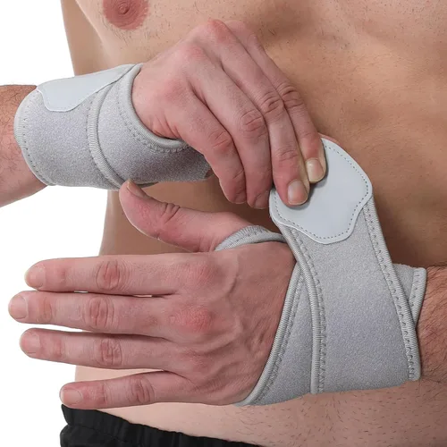 Vista 13 de NeoTech Care Muñequera – Tejido elástico y transpirable – Correa de compresión ajustable – Hombres, mujeres, derecha o izquierda – Envoltura de Beige