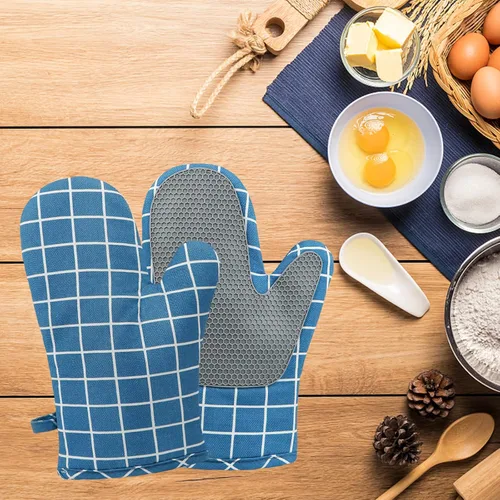 Vista 4 de Guantes de horno y agarraderas para barbacoa, guantes de horno y soportes para ollas con relleno reciclado, guantes de cocina antideslizantes