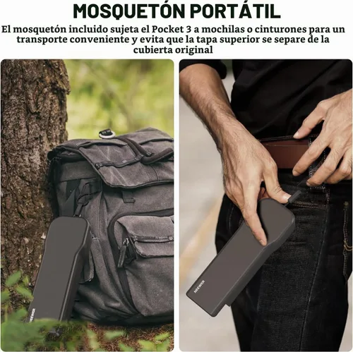 Vista 4 de NEEWER Funda protectora Pocket 3 con mosquetón, resistente a prueba de golpes, funda rígida de viaje, compatible con DJI Osmo Pocket 3 Gimbal Screen