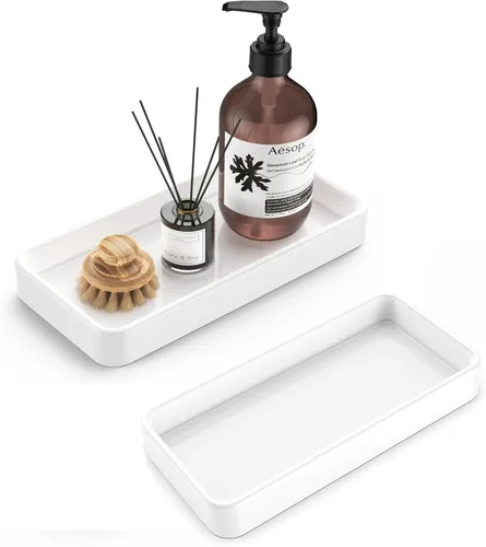 Vista 15 de Gurygo Bandeja de jabón de cerámica de 8" para cocina - Bandeja de tocador rectangular pequeña para baño - Bandeja para mostrador y tocador