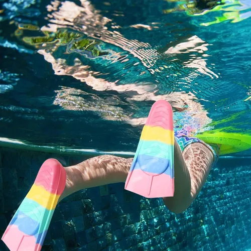 Vista 5 de Aletas de natación para niños, aletas de entrenamiento de natación de hoja corta para jóvenes