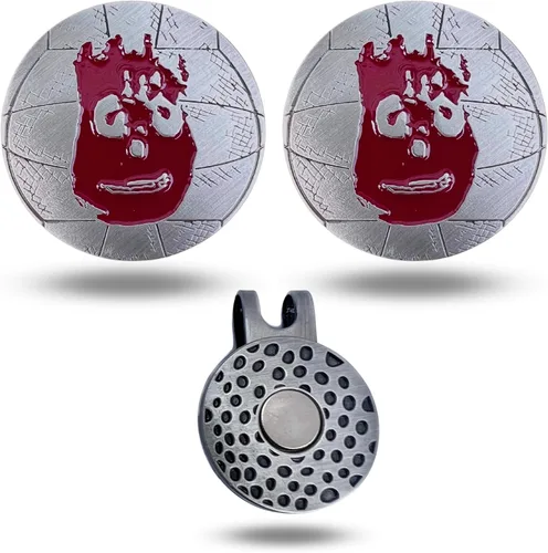 Vista 3 de Full Metal Markers Wilson - Marcador magnético único de metal para pelotas de golf con clip para sombrero para hombres y mujeres