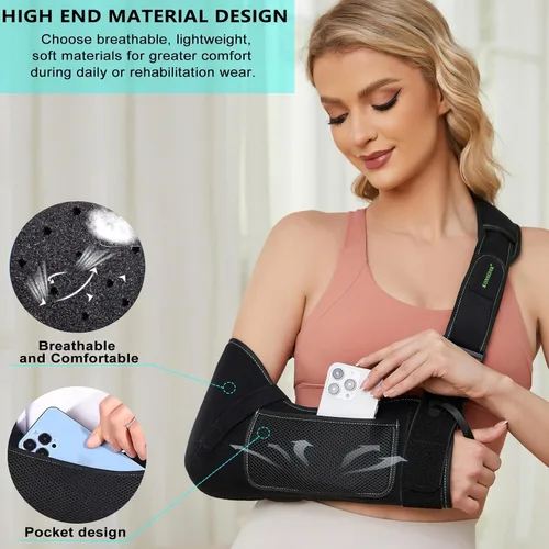 Vista 7 de KONSEDIK Cabestrillo para Brazo y Hombro para Hombres y Mujeres, Cabestrillo Médico Poroso Cómodo con Bolsillo y Almohadilla para el Hombro