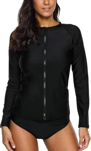 Vista 10 de ATTRACO Traje de baño de protección solar con cremallera frontal UPF 50+ para mujer Aguamarina