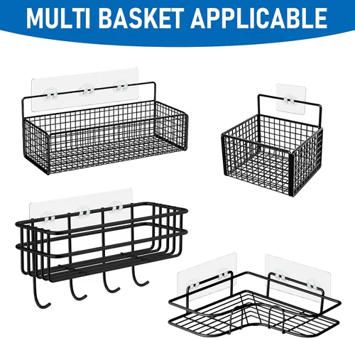 Vista 4 de WLLHYF 6 ganchos adhesivos de ducha de repuesto adhesivo, tira de gancho transparente fuerte, impermeable, sin perforaciones, organizador