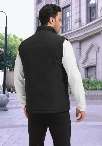Vista 22 de XinYangNi Chaleco de invierno con forro polar para hombre, chaqueta de burbujas cálida e informal