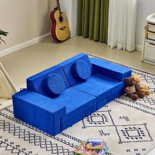 Vista 2 de Karl home Sofá para Niños de 14 Piezas, Sofá de Juego Modular para Niños, Sofá de Espuma Multifuncional para Niños Pequeños, Escalada y Relajación