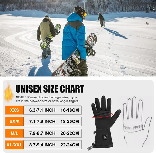 Vista 6 de Guantes térmicos mejorados para hombres y mujeres, guantes térmicos con batería eléctrica recargable, resistentes al viento, guantes de invierno