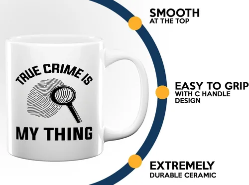 Vista 5 de Taza de café de detective de 11 onzas, color blanco - TRUE crime is - oficial de policía patrulla policía Detective Sheriff Police Enforcement