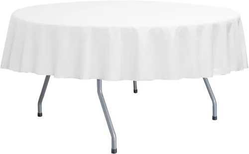 Vista 37 de Ultimate Textile Poly-Cotton Twill 60-Inch Round Tablecloth - Fits Tables Smaller Than 60-Inches in Diameter, Navy Blue