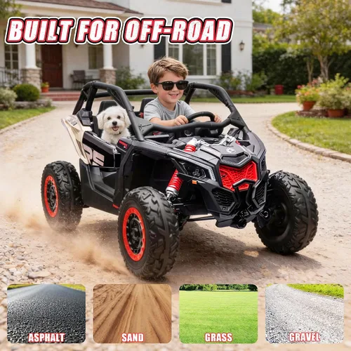 Vista 6 de 24V CAN-AM Maverick X3 con licencia de 2 plazas para niños UTV Negro y dorado