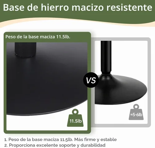 Vista 6 de Mesa de bar redonda de 42 pulgadas de altura con parte superior de madera maciza y base de metal resistente, mesa de pub industrial rústica