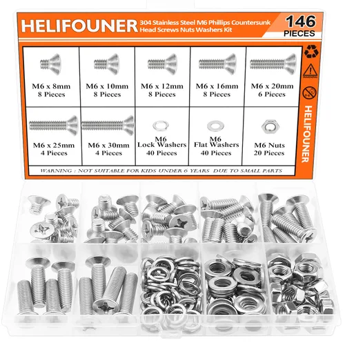 Vista 25 de HELIFOUNER 560 Piezas M2 x 4 mm / 6 mm / 8 mm / 10 mm / 12 mm / 16 mm / 20 mm, Tornillos de Cabeza de Botón con Cavidad Cilíndrica, Tuercas