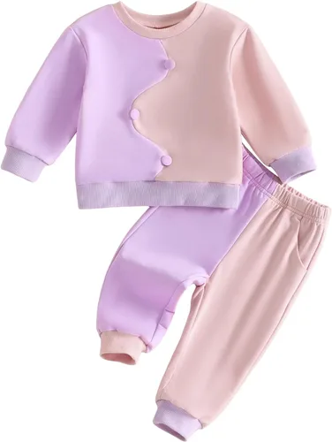 Vista 15 de Prendas de Ropa para Niña Otoño Invierno Conjunto de Dos Piezas Sudaderas de Manga Larga con Letras+Pantalón 2 Piezas Ropa para Niña Be Mine-rosa
