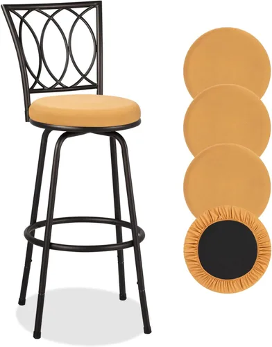 Vista 21 de Deisy Dee 4 fundas de asiento redondas para taburetes de bar, fundas elásticas para sillas redondas de 13 a 16 pulgadas (negro)