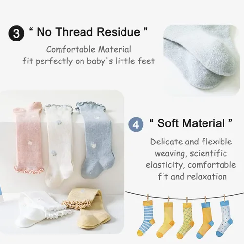 Vista 5 de ZURLEFY Nuevos calcetines de malla de verano para bebés, niños y niñas pequeñas, calcetines para recién nacidos, accesorios esenciales para bebés