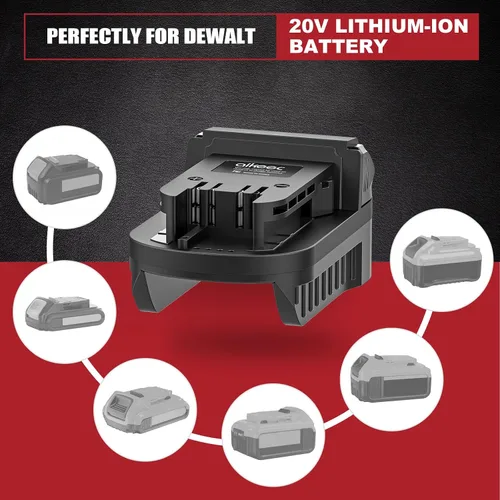 Vista 5 de aikeec Adaptador de batería compatible con Dewalt a compatible con Miwaulkee, puerto de carga USB/Tipo-C, convertidor de batería de 18 V/20 V