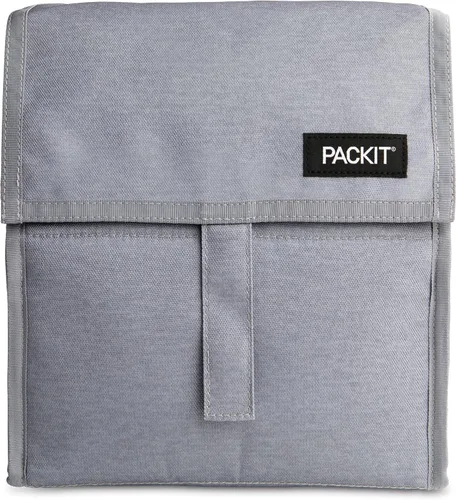 Vista 16 de PackIt® Bolsa de almuerzo congelable, almendra, fabricada con tecnología ECOFREEZE®, plegable, reutilizable, cierre de cremallera y pliegue con asa
