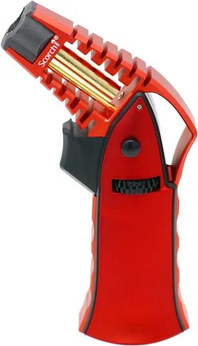Vista 16 de Antorcha Scorch Torch de 6.75" de aluminio, ajustable, recargable con butano, fabricada con CNC, portátil, en caja de regalo (Rojo #1)
