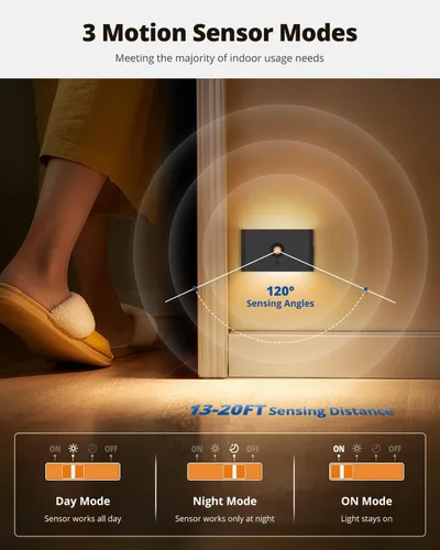 Vista 4 de wowatt Luz de escalera recargable con sensor de movimiento, luces nocturnas negras con montaje magnético, luces de escalón regulables