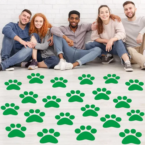 Vista 18 de ReliThick 30 Piezas Calcomanías de Suelo con Huellas de Patas 7.5" Huellas de Patas Grandes Adhesivo de Pared Autoadhesivo Calcomanía de Suelo