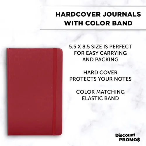 Vista 3 de DISCOUNT PROMOS Diarios personalizados de tapa dura con banda elástica de colores, paquete a granel personalizado, perfecto para la escuela