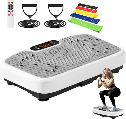 Vista 15 de SoftGym Vibration Plate Exercise Machine for Lymphatic Drainage Weight Loss,120 Speed Levels Vibrating Platform with Resistance Bands,Full-Body