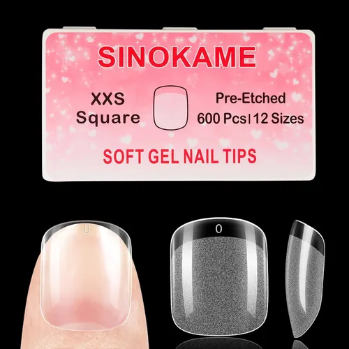 Vista 10 de Puntas de Uñas de Gel Redondas Extra Extra Cortas, SINOKAME Uñas Postizas a Presión Extra Cortas Transparentes Redondas, Mate Completo Sin Lima Uñas