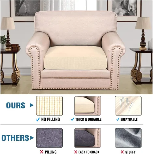 Vista 133 de H.VERSAILTEX Fundas de Cojín de Asiento Individuales Super Elásticas Fundas de Sofá Fundas de Cojín de Sofá Fundas Deslizables Juegos Tela de Sarga