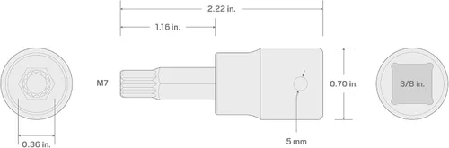 Vista 17 de TEKTON Zócalo de impacto de 3/8 pulgadas x M4 Triple Square Bit SIB18204