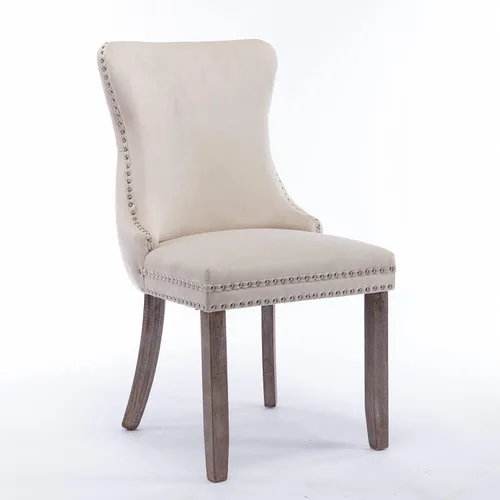 Vista 3 de Wing-Back Dining Chairs Set of 2 with Backstitching Nailhead Trim and Solid Wood Legs, American Design Upholstered Chair for Dining Room Table &