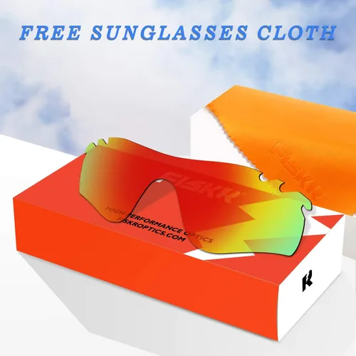 Vista 5 de Fiskr Lentes de repuesto antiagua salada para gafas de sol Oakley Radarlock Path ventiladas OO9181 (rojo y bronce, triacetato termoformado (TAC)