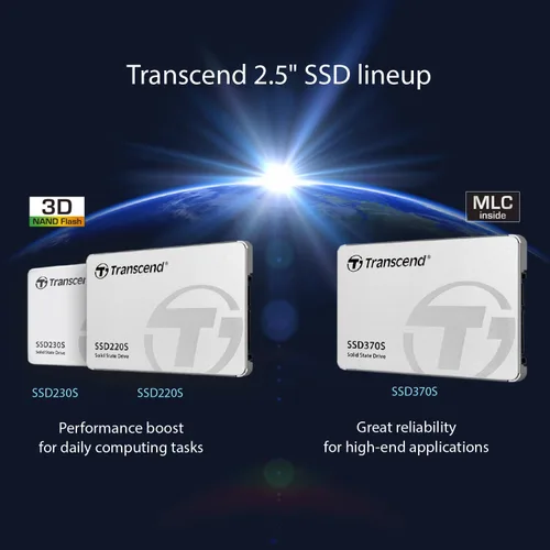 Vista 9 de Transcend 256GB MLC SATA III 6Gb/s 2.5" unidad de estado sólido 370 (TS256GSSD370S)