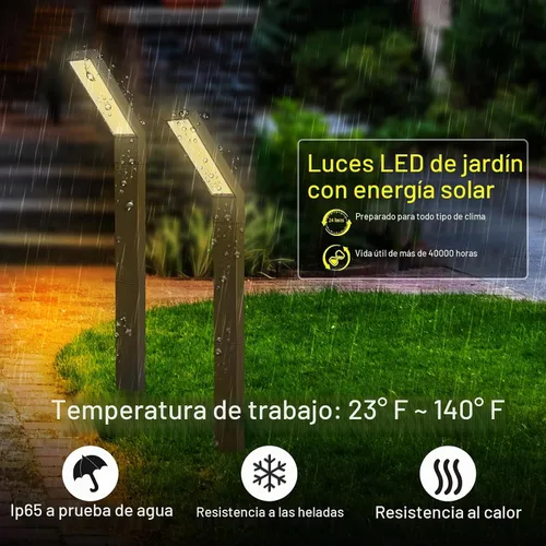 Vista 5 de Luces solares para caminos al aire libre, paquete de 2